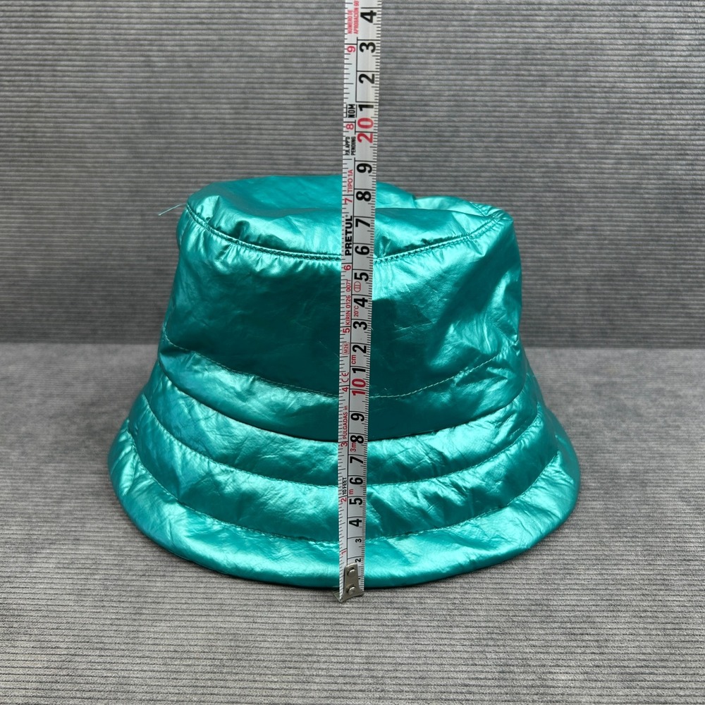 By Anthropologie Metallic Teal Green Quilted Puffer Bucket Hat Y2k RN66170 - Picture 4 of 7